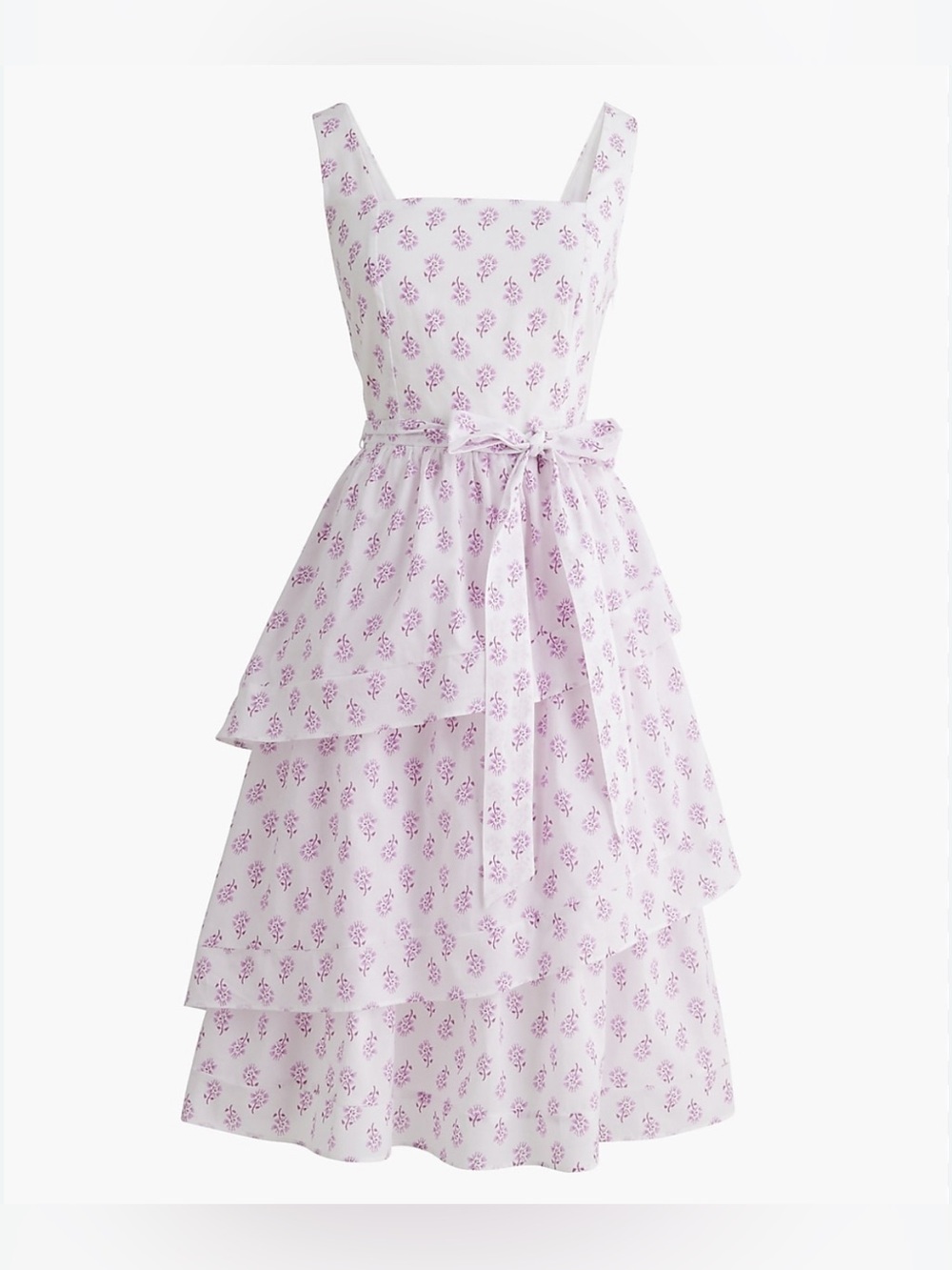 J. Crew Sleeveless Belted Tiered Floral Print Cotton size 6 - Picture 4 of 12